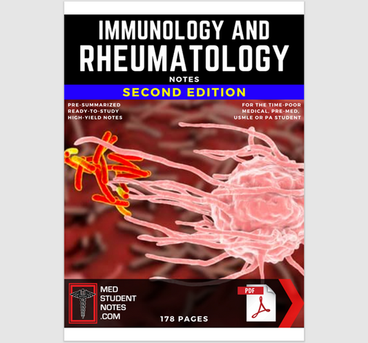Immunology Rheumatology Notes Medical Study MBBS, MD, MBChB, USMLE, PA & Nursing Illustrated Summary Immune System