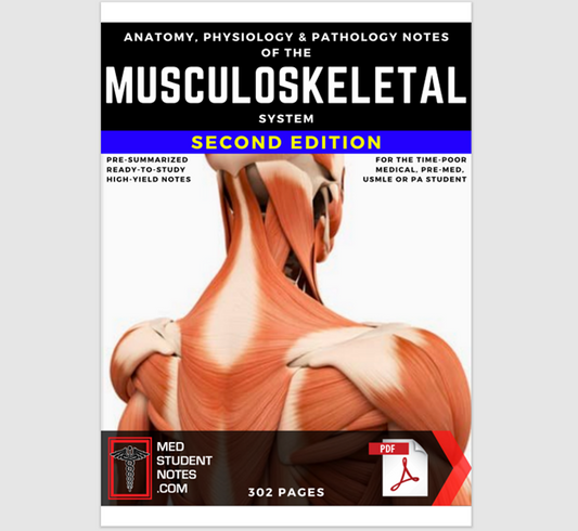 Musculoskeletal System Notes Medical Study MBBS, MD, MBChB, USMLE, PA & Nursing Illustrated Summary Anatomy & Physiology
