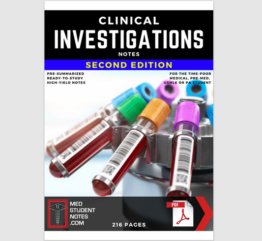 clinical investigations theory Notes Medical Study MBBS, MD, MBChB, USMLE, PA & Nursing illustrated summaries