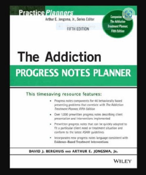 The Addiction Progress Notes Planner Practice 5th Edition Mental Therapist Wiley